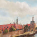 Vintage Mid Century Modern Village Harbor Scene. Signed ‘94. Original Painting.