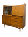 Vintage Mid Century Modern Walnut Credenza Hutch Bar Top or Writing Top Broyhill Premier Line Sculptra Collection Circa 1957 (Available by Online Purchase Only)