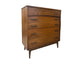 Vintage Mid Century Modern Walnut Dresser 4 Drawers Dovetailed Drawers Burl Front Accent