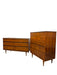 Vintage Mid-Century Modern Walnut Dresser Set - 6 Drawer Lowboy & 4-Drawer Highboy Chest of Drawers
