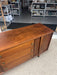Vintage Mid Century Modern Walnut Wood Credenza Buffet 3 Drawers with Milled Metallic Knobs