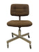 Vintage Mid-Century Office Chair - Chrome Toned Base, Brown Upholstery, Rolling Swivel Task Chair