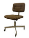 Vintage Mid-Century Office Chair - Chrome Toned Base, Brown Upholstery, Rolling Swivel Task Chair