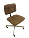 Vintage Mid-Century Office Chair - Chrome Toned Base, Brown Upholstery, Rolling Swivel Task Chair