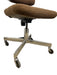 Vintage Mid-Century Office Chair - Chrome Toned Base, Brown Upholstery, Rolling Swivel Task Chair