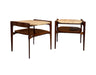 Vintage Mid-Century Solid Walnut and Travertine End Table Set or Cocktail/ Coffee Table Set by Bertha Schaefer for R. Singer & Sons