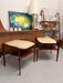 Vintage Mid-Century Solid Walnut and Travertine End Table Set or Cocktail/ Coffee Table Set by Bertha Schaefer for R. Singer & Sons
