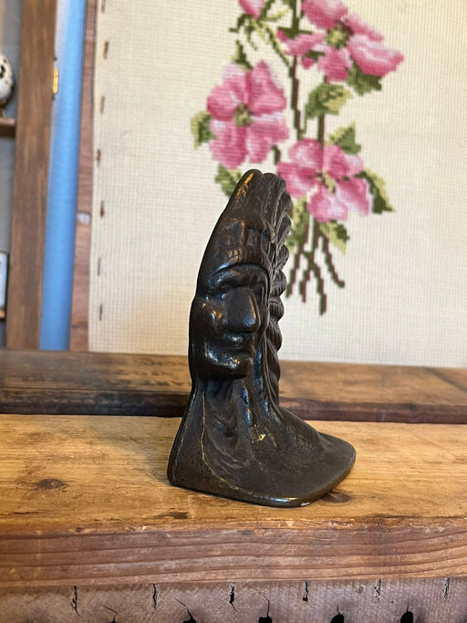 Vintage Native American Bust with Headdress single Bookend