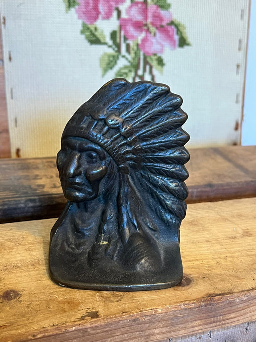 Vintage Native American Bust with Headdress single Bookend