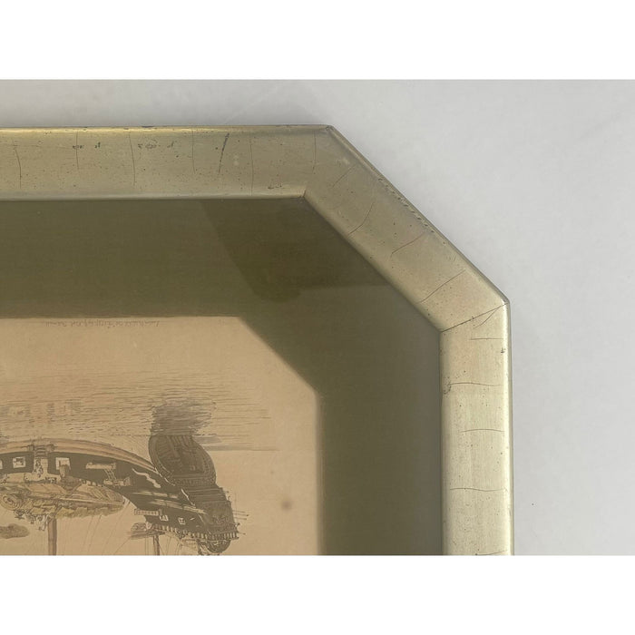 Vintage Nautical Signed and Framed Print “ Traveling Barge “