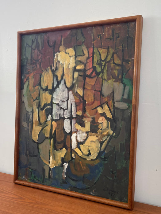 Vintage Original Framed and Signed Abstract Mid Century Artwork.