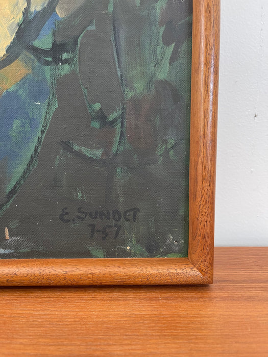 Vintage Original Framed and Signed Abstract Mid Century Artwork.