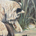 Vintage Original Framed and Signed Painting of Lion Cub by Lori Benton . Circa 1988s.