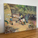 Vintage Original Signed Painting on Canvas of Village Street Scene.