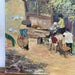 Vintage Original Signed Painting on Canvas of Village Street Scene.