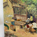 Vintage Original Signed Painting on Canvas of Village Street Scene.