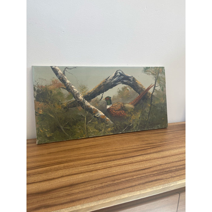 Vintage Original Signed Pheasant Painting on Canvas. Circa 1971