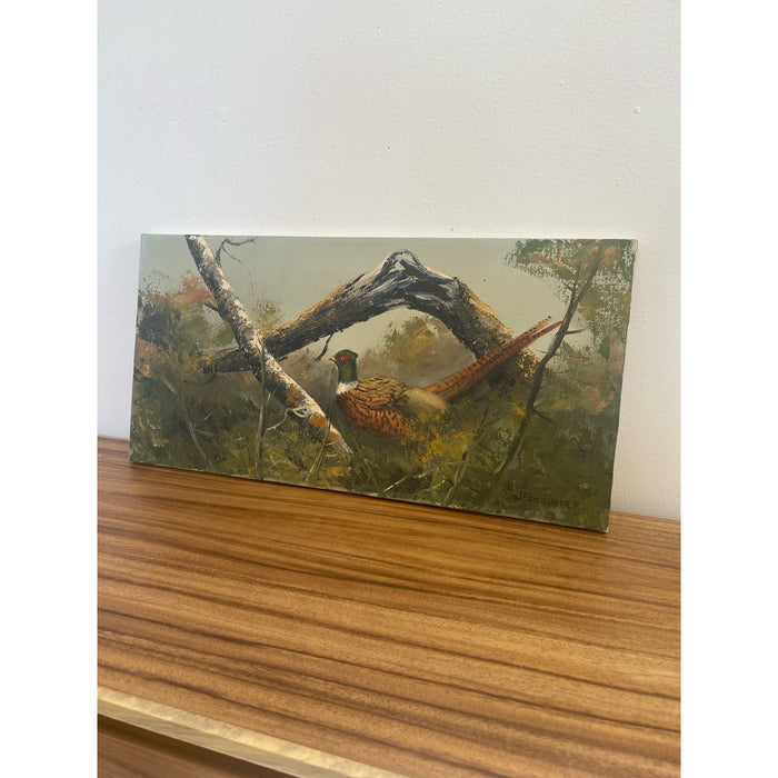 Vintage Original Signed Pheasant Painting on Canvas. Circa 1971