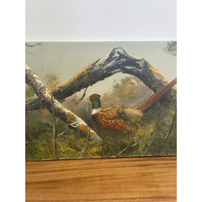 Vintage Original Signed Pheasant Painting on Canvas. Circa 1971