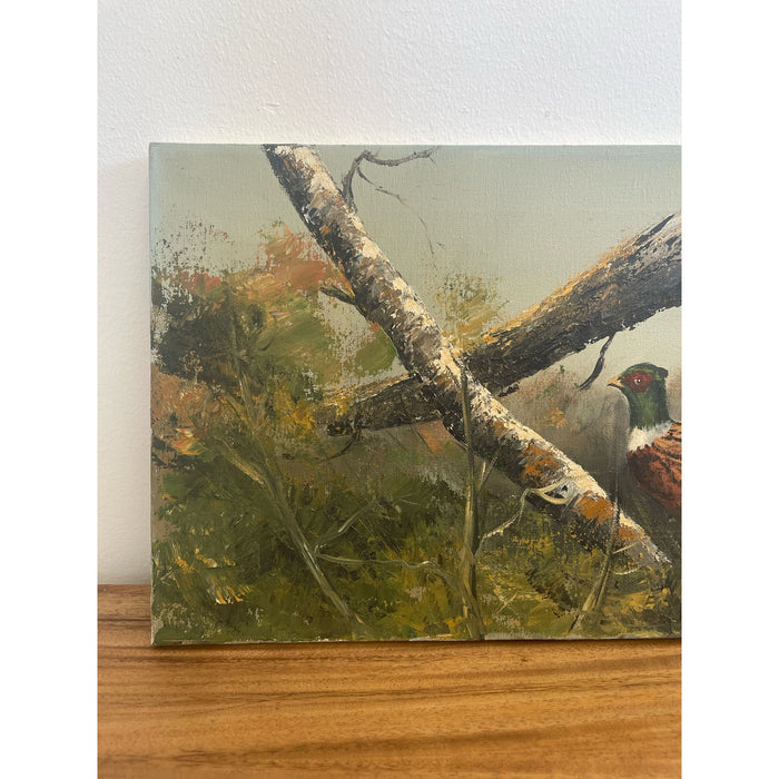 Vintage Original Signed Pheasant Painting on Canvas. Circa 1971