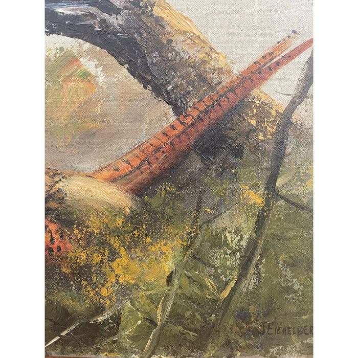 Vintage Original Signed Pheasant Painting on Canvas. Circa 1971