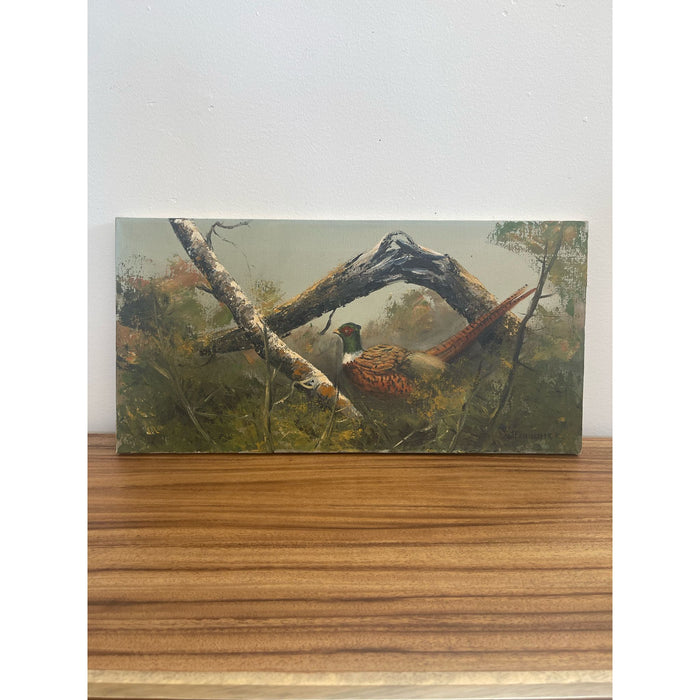 Vintage Original Signed Pheasant Painting on Canvas. Circa 1971