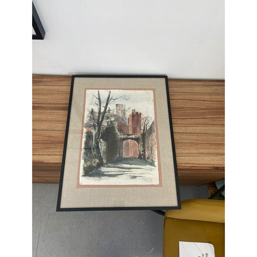 Vintage Original Signed Watercolor Painting Titled “ Hampton Court “ by English Artist Circa 1943.