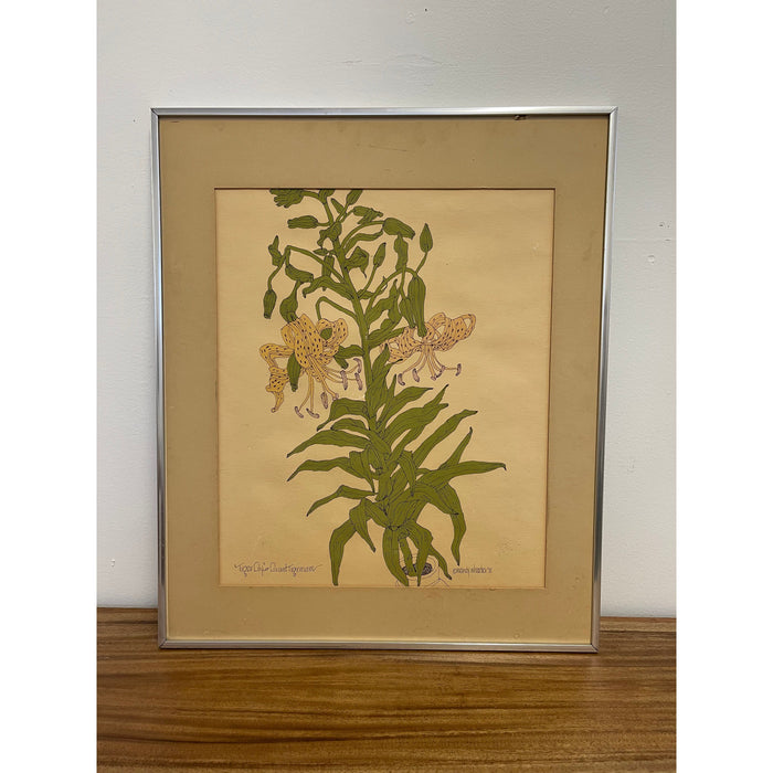 Vintage Original Signed and Framed Artwork Titled, "Tiger Lily"