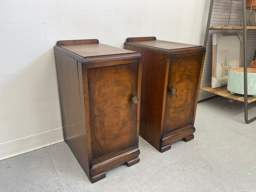 Vintage Pair of Art Deco Burl Wood Accent Tables. Uk Import.