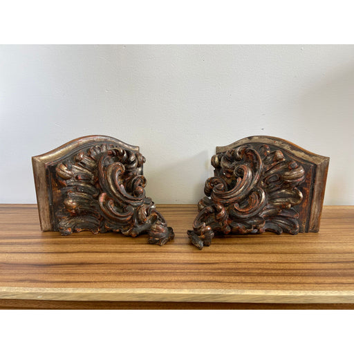 Vintage Pair of Hand Carved Wooden Wall Self or Corbel