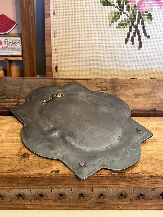 Vintage Pewter wall Thermometer with 3 different temperature Scales