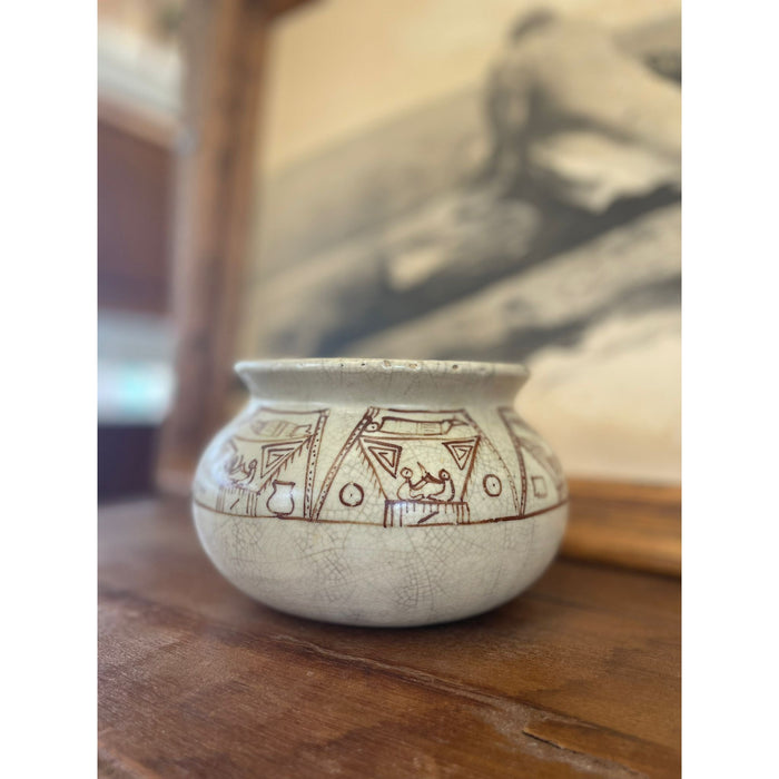 Vintage Pottery Abstract Brown Motif
