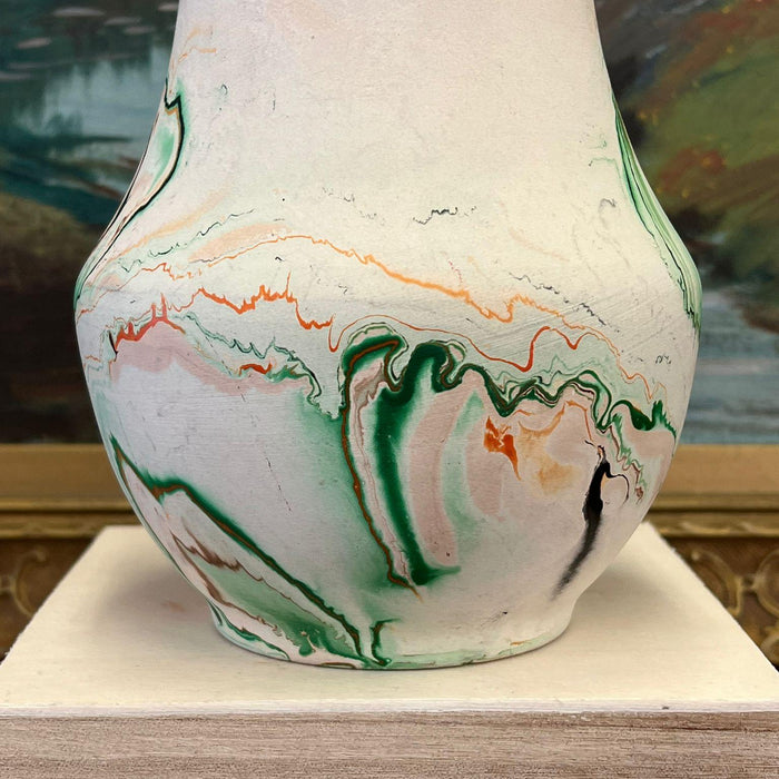 Vintage Primitive Stamped Nemadji Swirl Pottery Vase.