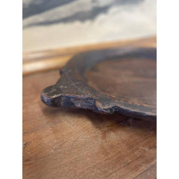 Vintage Primitive Style Wooden Tray With Hand Carved Handles