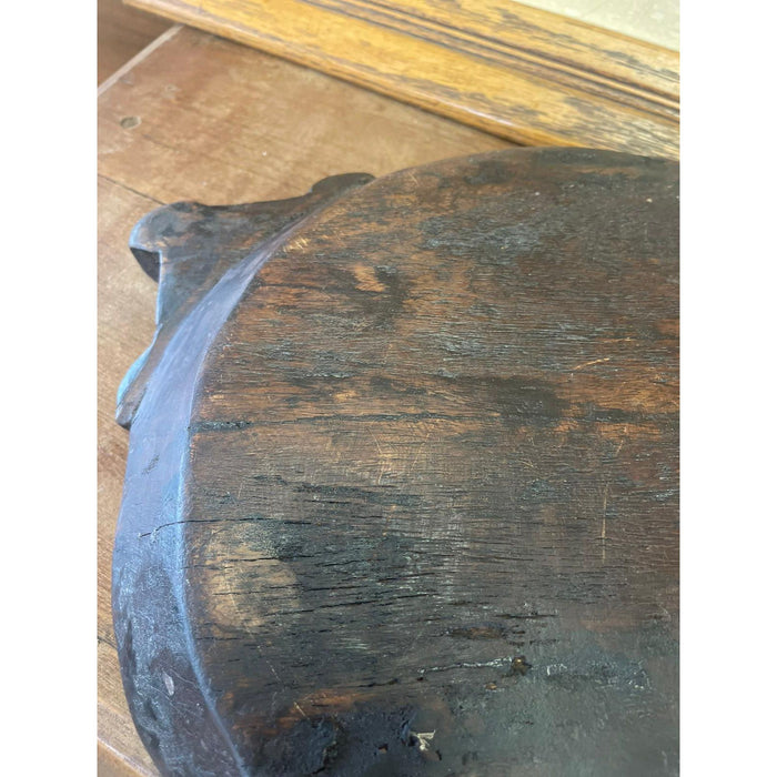 Vintage Primitive Style Wooden Tray With Hand Carved Handles