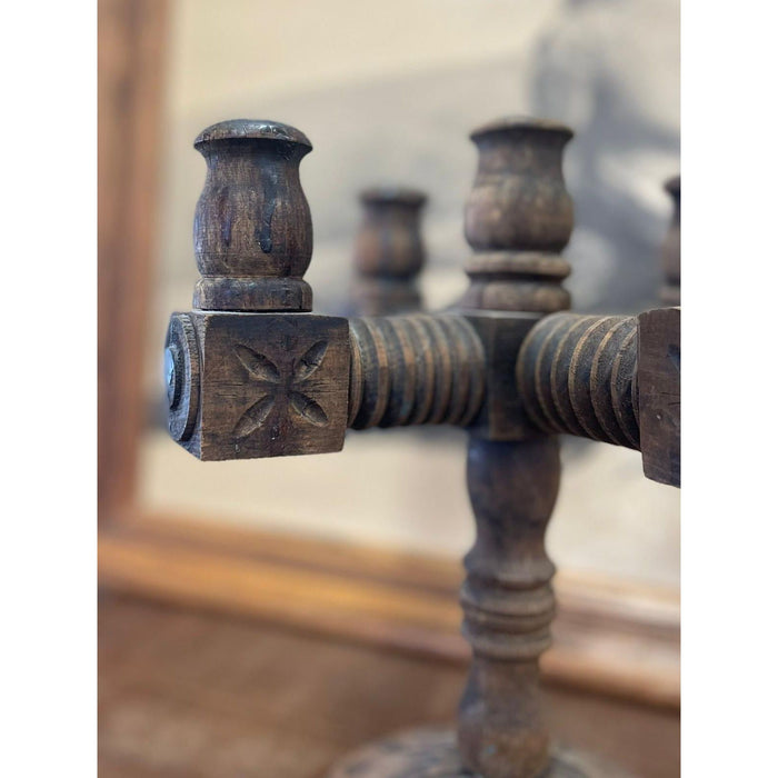 Vintage Primitive Wood Carved Candelabra Circa 1970s