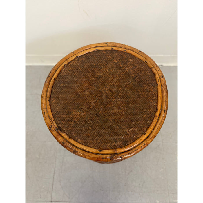Vintage Rattan Caning Circular Side Table