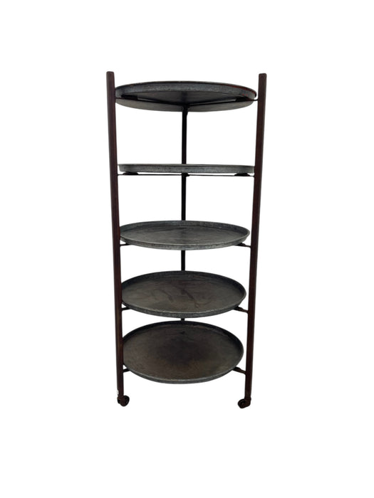 Vintage Reclaimed Bakery Shelf Rack with Removable Metal Trays