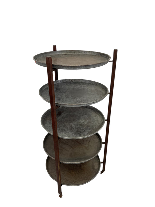 Vintage Reclaimed Bakery Shelf Rack with Removable Metal Trays