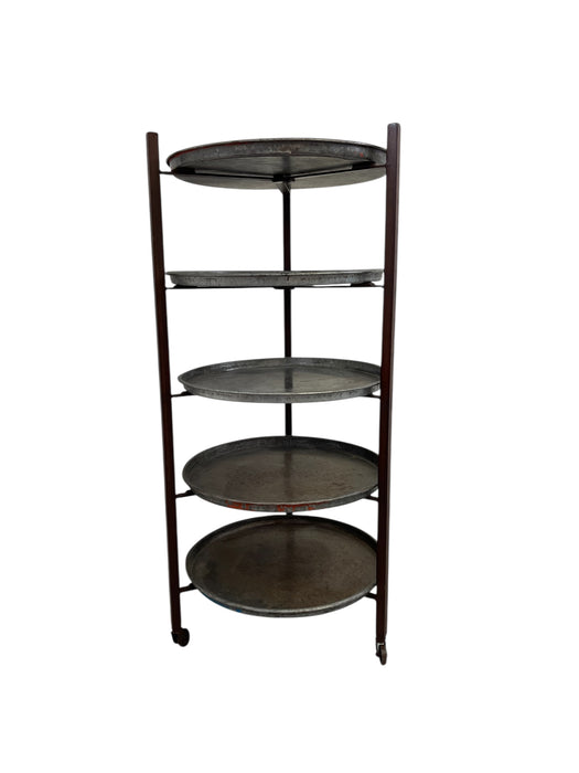 Vintage Reclaimed Bakery Shelf Rack with Removable Metal Trays