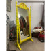 Vintage Retro Style Yellow Floor Mirror Carved Wood