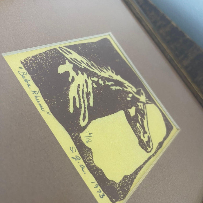 Vintage Rustic Western Horse Silhouette print, signed, dated, and numbered.