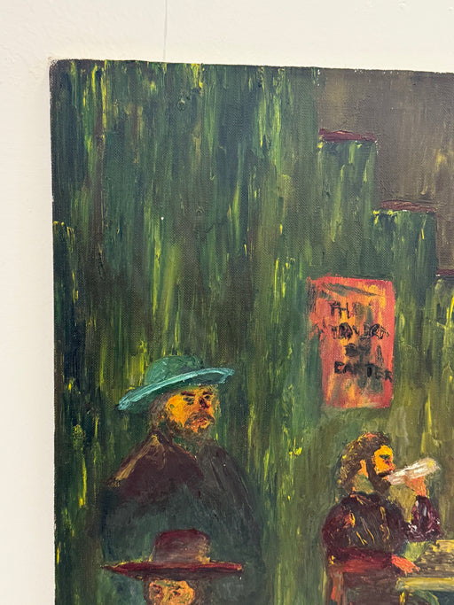 Vintage Rustic Western Tavern Abstract Scene - Original Painting on Canvas, Art is Possibly Oil Impressionist Bar Artwork