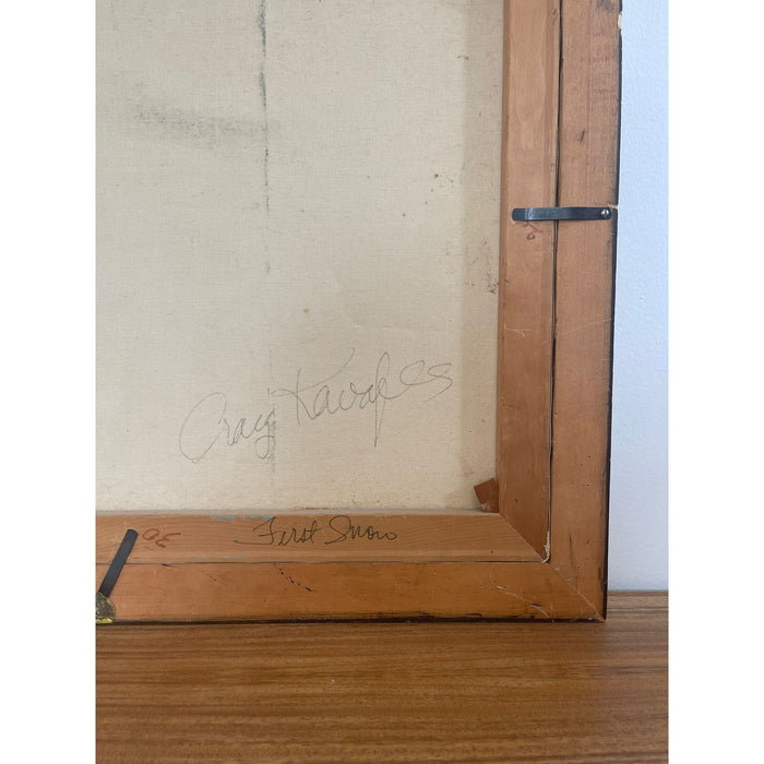 Vintage Scenic Painting Signed by Craig Kavafes Titled First Snow