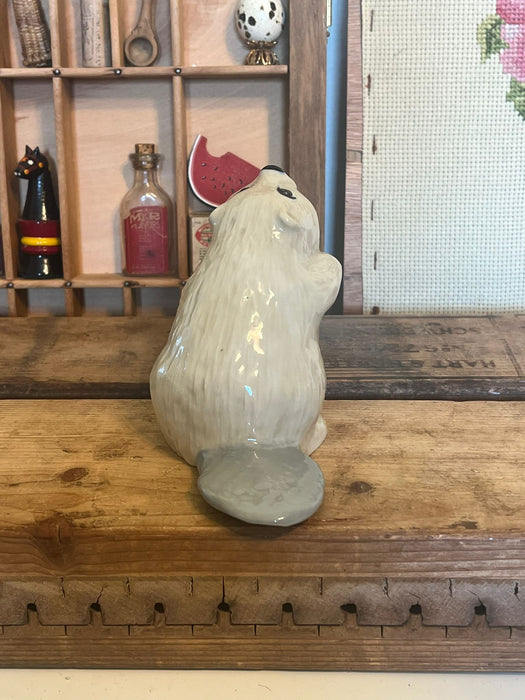 Vintage Signed 1958 Porcelain beaver Figurine.