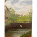 Vintage Signed Original Painting on Canvas of Windmill Landscape.