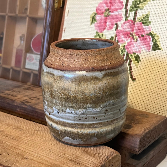 Vintage Signed Studio Pottery Vase With Nice Glaze Details as Is.(Available by online purchase only)