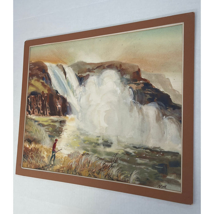 Vintage Signed Waterfall and Hunter Landscape Artwork