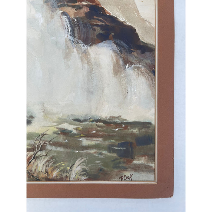 Vintage Signed Waterfall and Hunter Landscape Artwork