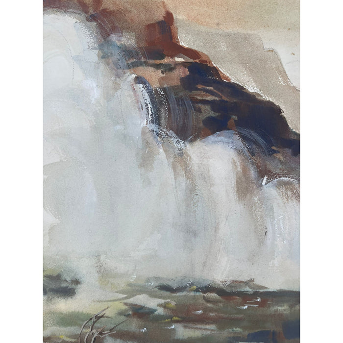 Vintage Signed Waterfall and Hunter Landscape Artwork